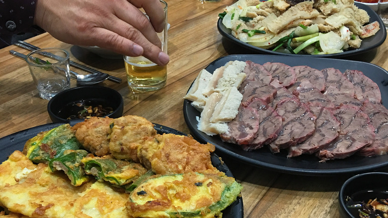 korean bbq dishes soju shot