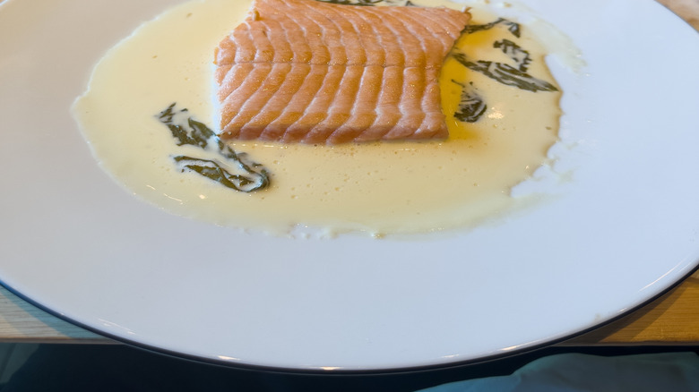 salmon and sorrel dish at maison troisgros