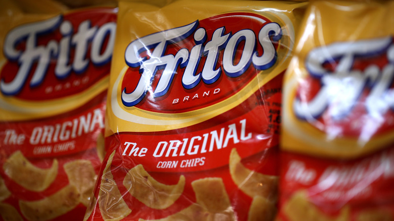 Bags of Fritos on a shelf