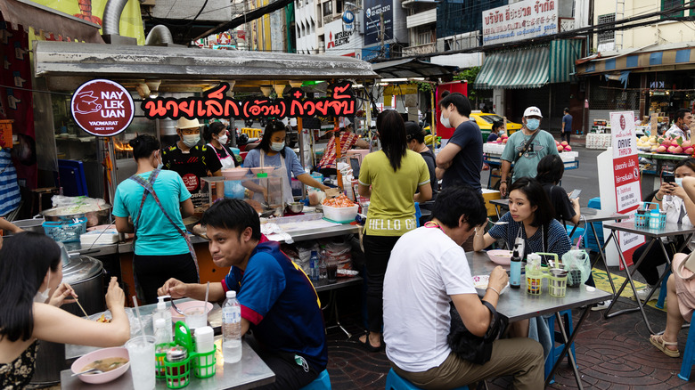 busy food cart in thailand