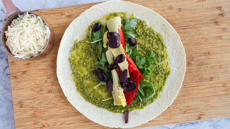 Open faced veggie wrap