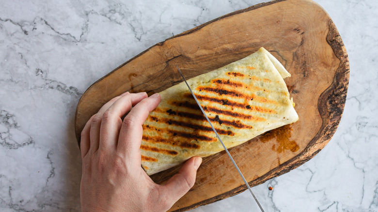 Slicing a wrap in half