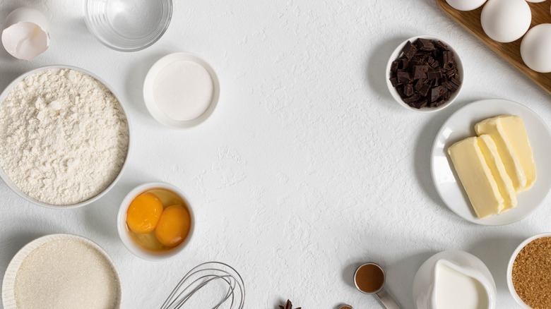 Baking ingredients on table