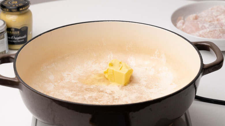 melting butter in a pan