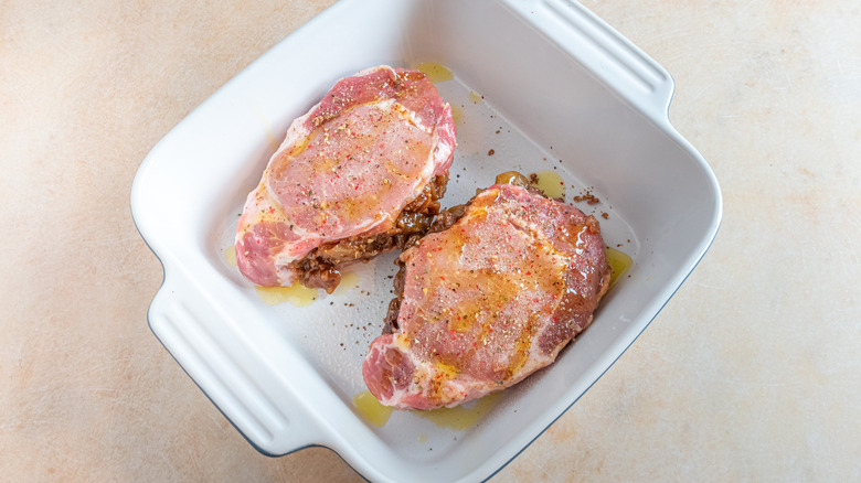 stuffed pork chops baking