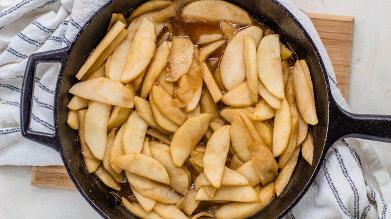 apples cooking in a skillet