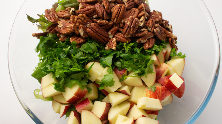 assembling the salad