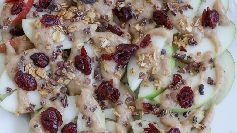 apple nachos with date caramel