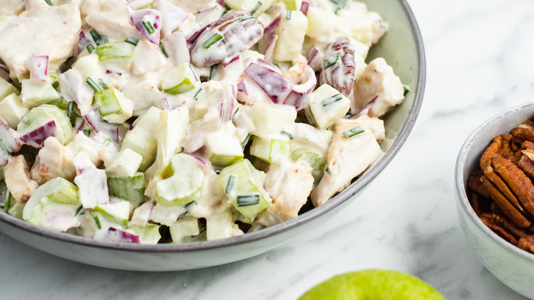 creamy apple chicken salad bowl 