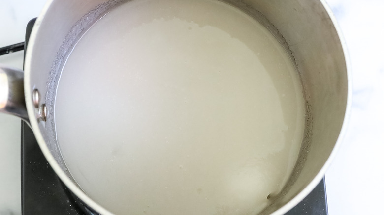 sugar and water in a saucepan