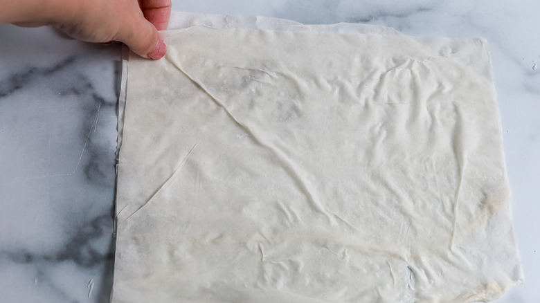 phyllo dough being folded