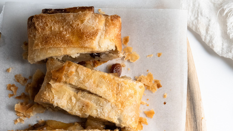 strudel slices on plate