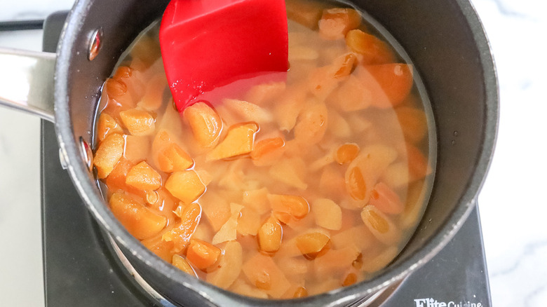 dried apricots in metal pot