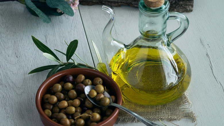 Arbequina olives and olive oil