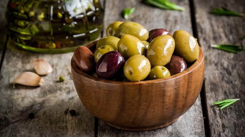 Bowl of Arbequina olives