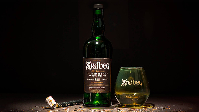 Ardbeg 10-Year bottle and glass