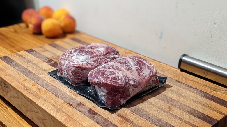 ButcherBox frozen flatiron steaks