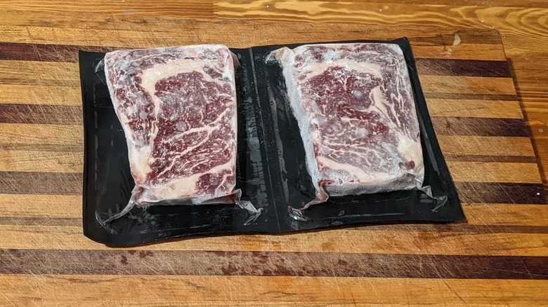 ButcherBox frozen ribeye steaks