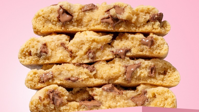 stack of chocolate chip cookies from Crumbl