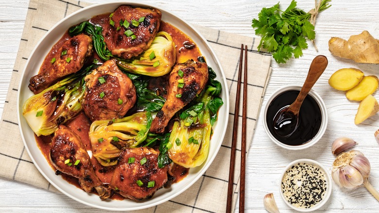 soy glazed chicken with bok choy