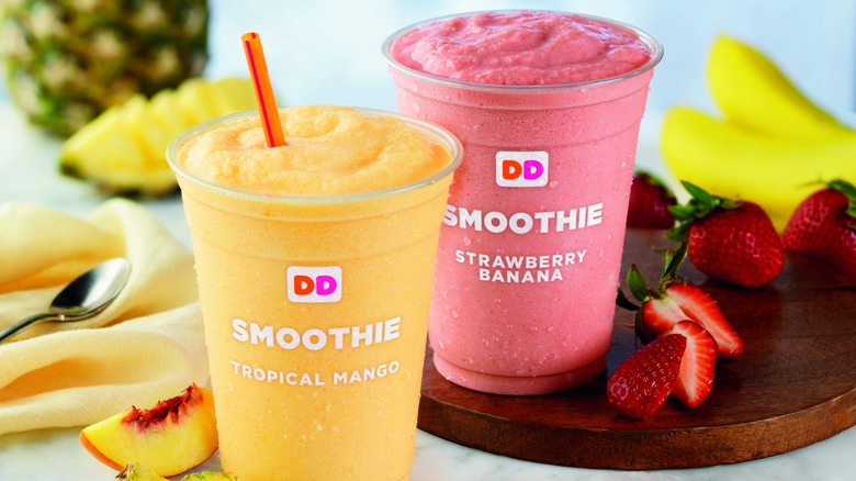 two dunkin' smoothies with fruit