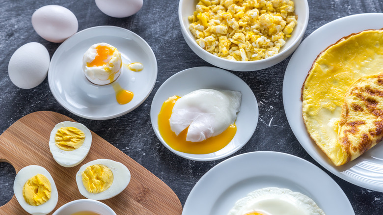 Different types of cooked eggs