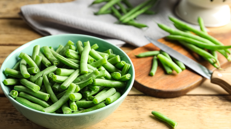 Green beans in the kitchen 