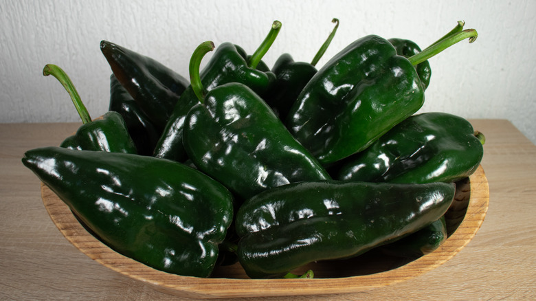 green chiles poblanos in a bowl