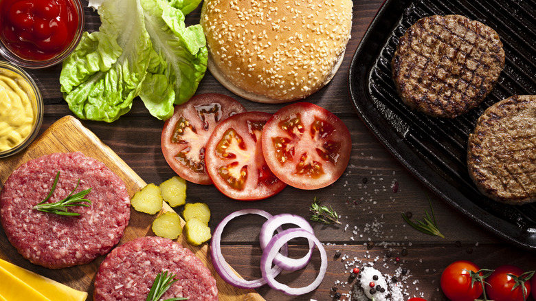 burger ingredients on board