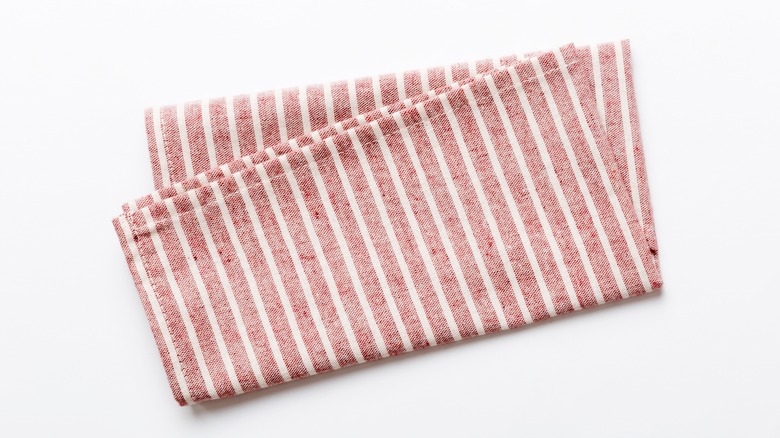 striped tea towel folded 
