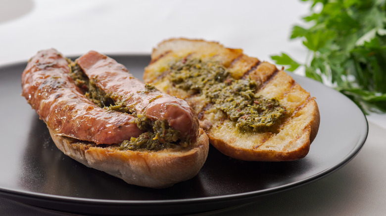 open choripan sandwich