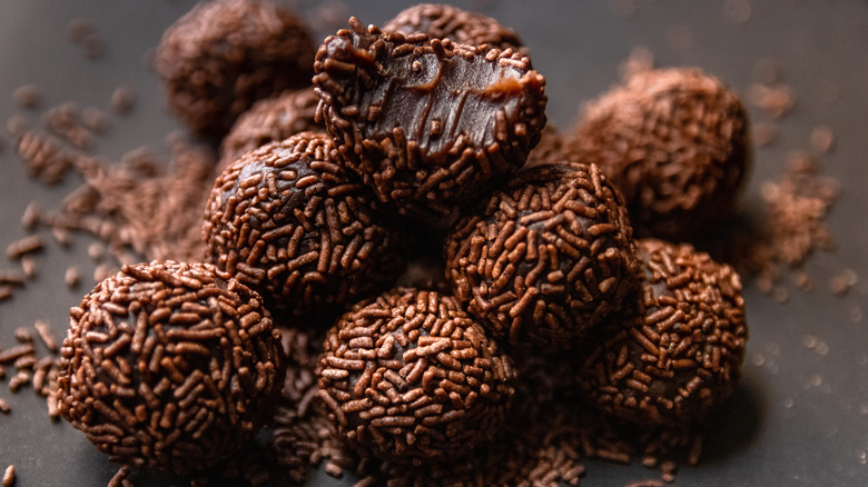 Brigadeiro on black background