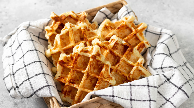 Brussels waffles in basket 