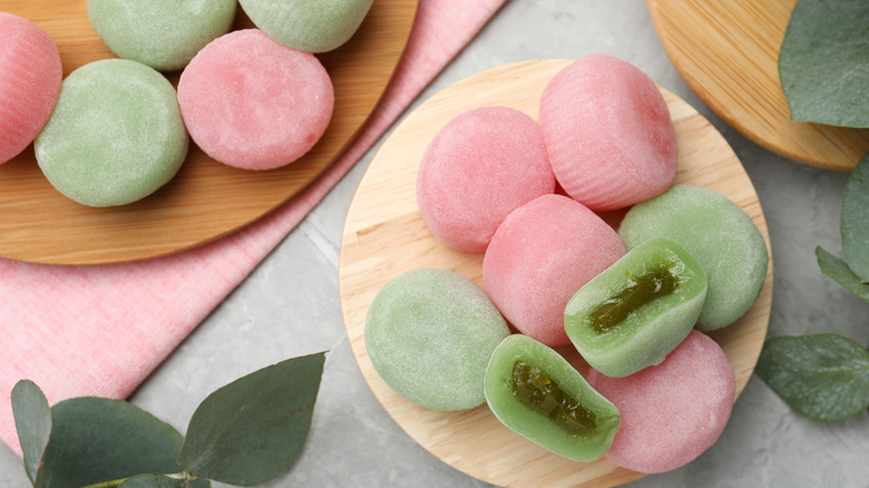 Mochi on wooden table