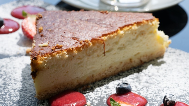 Polish sernik cheesecake on plate