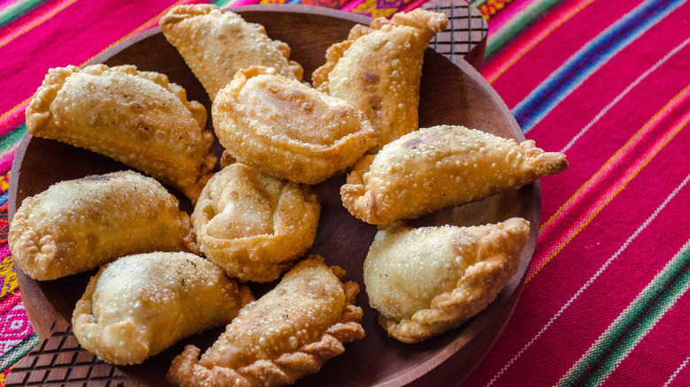 Fried empanadas in a bowl