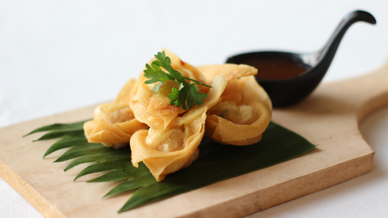 Wontons on a charcuterie board