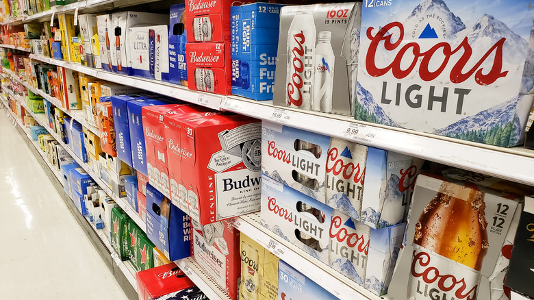 beer on supermarket shelves