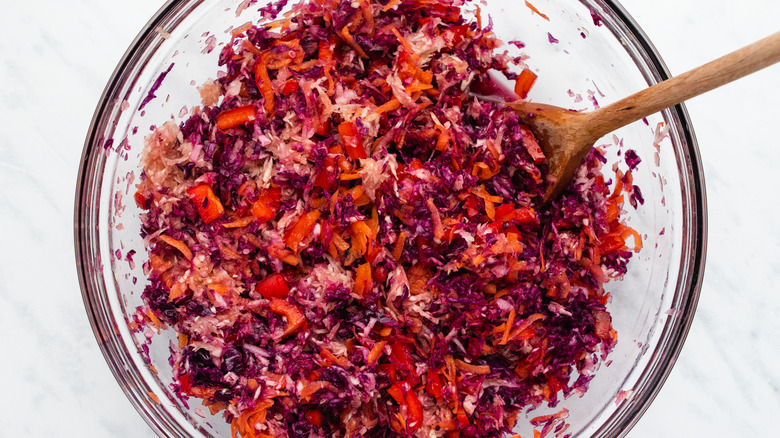 cabbage carrot coleslaw in bowl