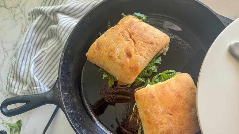 paninis in skillet