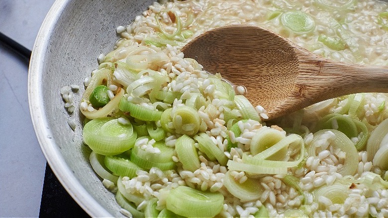 cooking risotto