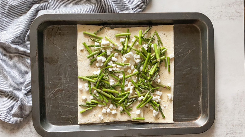 assembled asparagus goat cheese tart