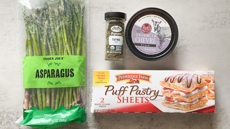 ingredients for asparagus goat cheese tarts