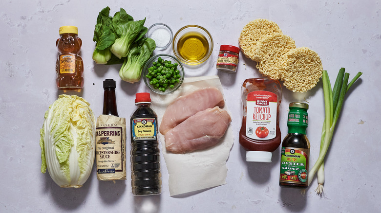 ingredients for chicken yakisoba