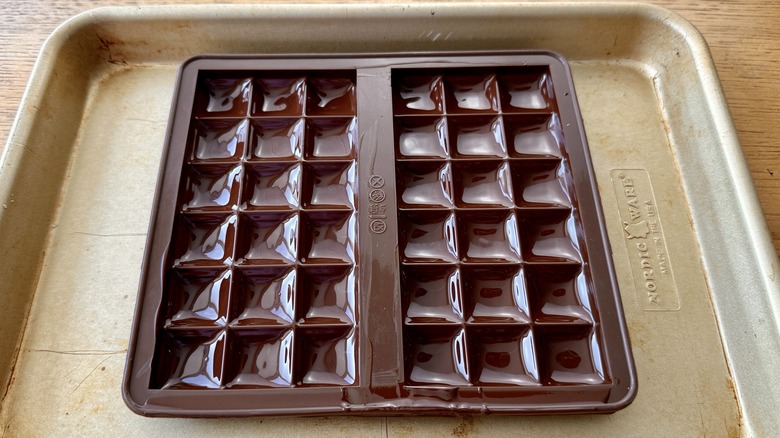 Chocolate bar molds with chocolate