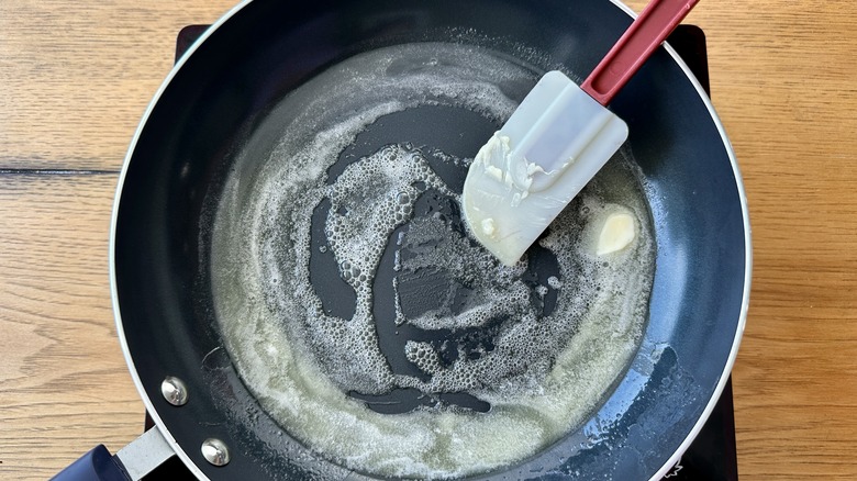 Butter melting in pan