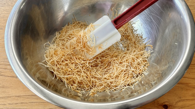 Toasted kataifi in bowl