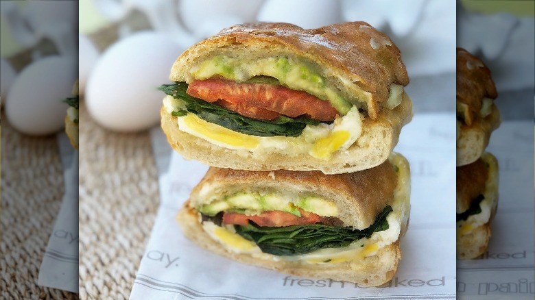 Au Bon Pain Good Egg sandwich stacked