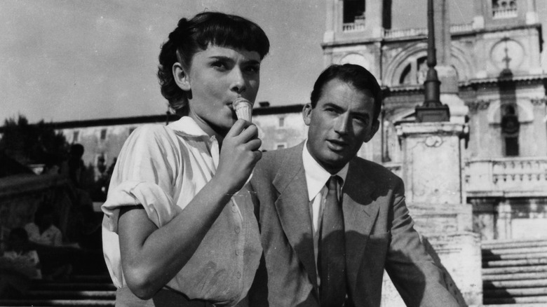 Audrey Hepburn eating ice cream