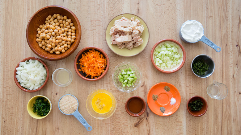 tuna patty ingredients on table